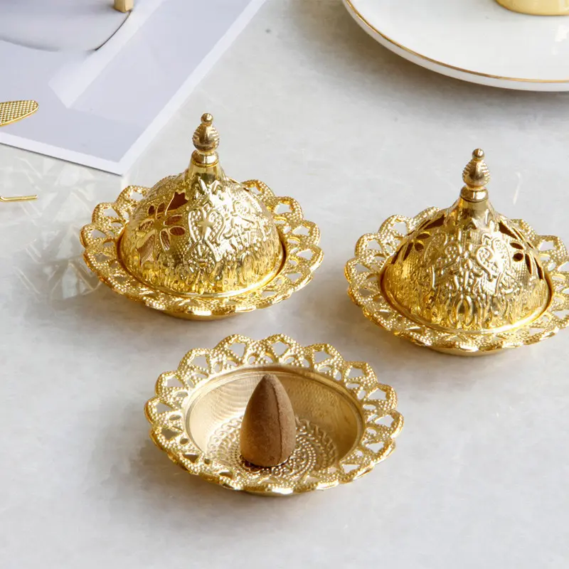 Arabian incense burner Middle East style mini portable gold tower incense burner incense set small metal incense burner