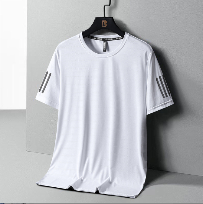 Ice short-sleeved t-shirt men loose quick-drying clothes summer youth thin section sports body shirts fattened large yards men&#039;s half-sleeve