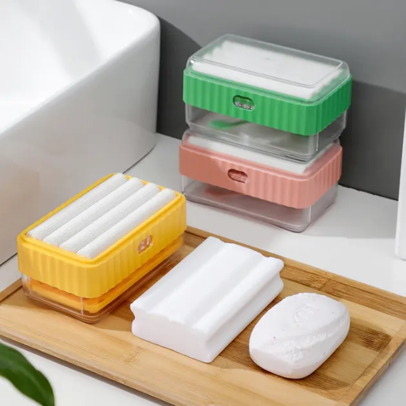 Double layer self draining soap dish dispenser soap holder