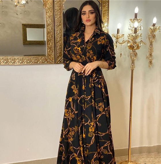 2023 new MUSILIN women&#039;s Shang Middle East ethnic elegant dress retro print robe