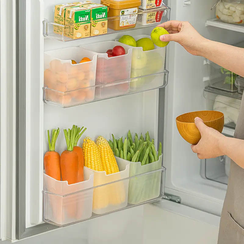 Wholesale Food Grade Plastic Multi-purpose Kitchen Refrigerator Side Door Fridge Food Organizer Bins Storage Box