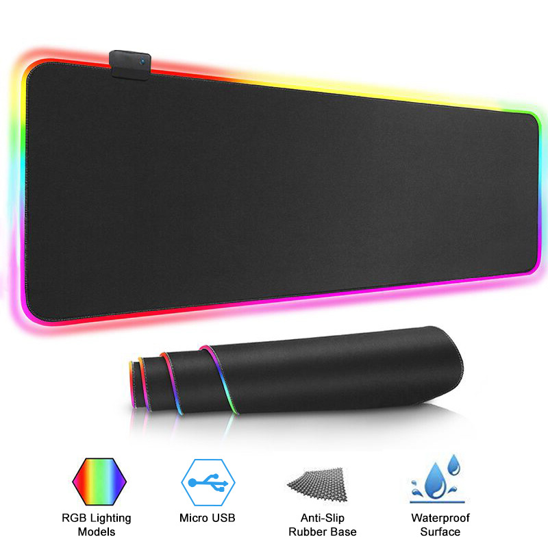 Luminous mouse pad large gaming gaming rgb desk pad computer laptop thickened keyboard pad oversized waterproof