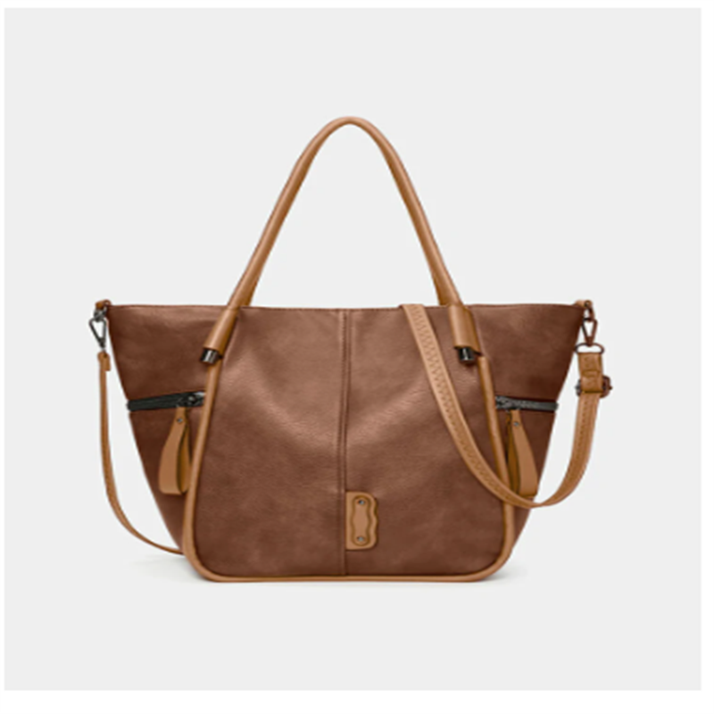 Faux Leather Retro Waterproof Large Capacity Tote Handbag Crossbody Bag