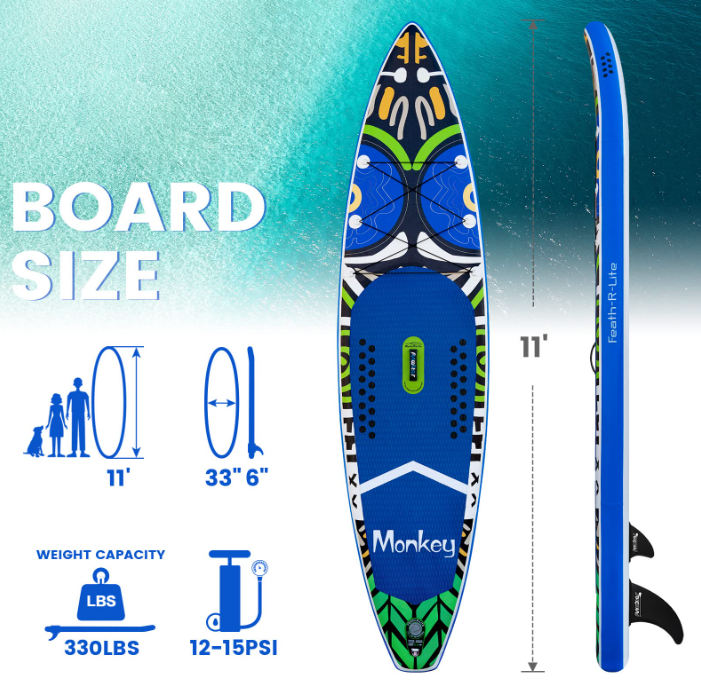 [EU Direct] FunWater Inflatable Stand Up Paddle Board Surfboard Complete Paddleboard Accessories Adjustable Paddle, Pump, ISUP Travel Backpack, Leash,