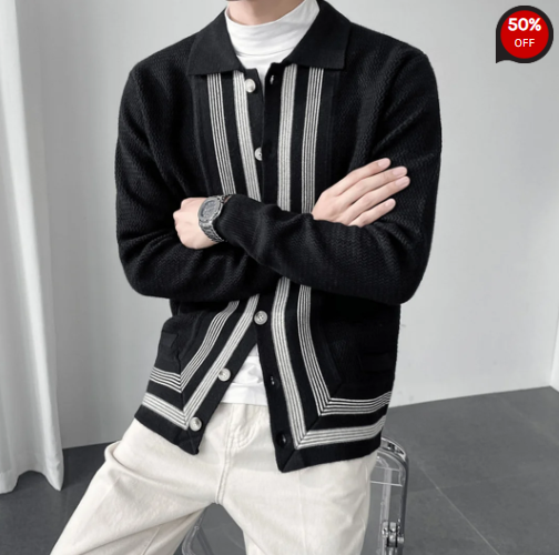 Men&#039;s Elegant Lapel Knitted Cardigan Jacket
