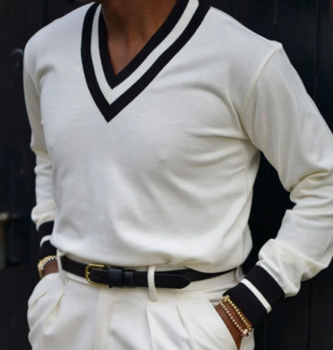 Retro Gentleman Simple Contrast V-neck Sweater