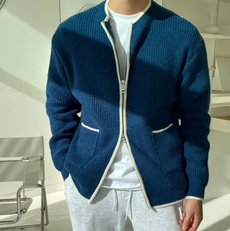 Gentleman&#039;s simple Casual Zipper Knit Cardigan