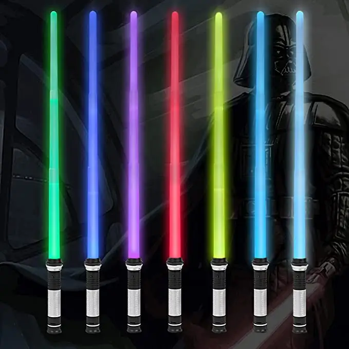 Star Wars laser sword toys colour changing percussion sound effects 2 in 1 laser wand retractable toys