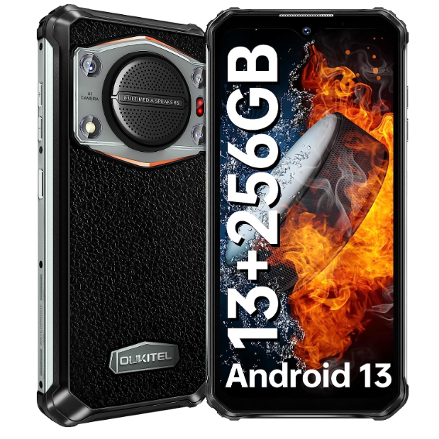 OUKITEL WP22 Outdoor Mobile Phone Without Contract Android 13, 125dB Super Speaker 13GB RAM(8+5) + 256GB ROM Outdoor Smartphone 10000mAh, 6.58&quot; D