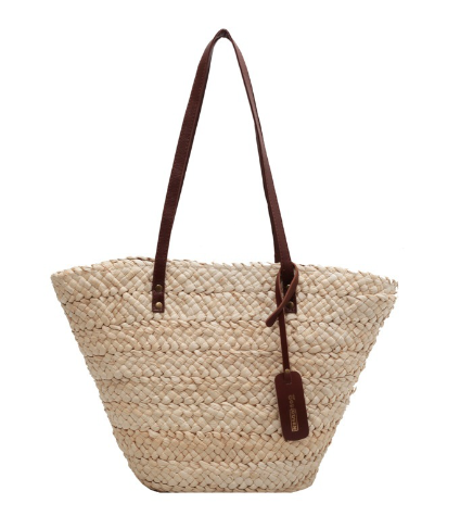Large capacity woven bag women&#039;s bag 2022 summer new niche straw bag shoulder bag hundred handheld bucket bag