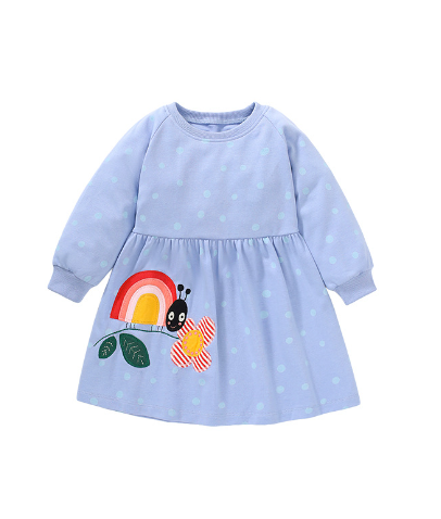 Little maven girls dress fall Europe and the United States children&#039;s long-sleeved sweater dress cotton cute embroidery Children&#039;s dresses