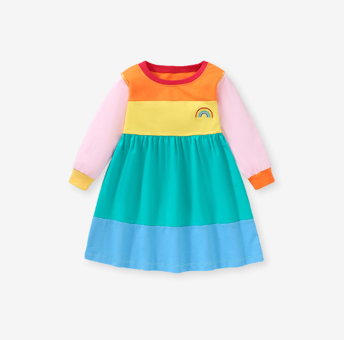 Little maven girls sweater dress autumn cotton children&#039;s dress Europe and the United States colorful girls skirt