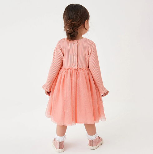 Little maven new girls mesh dress fall Europe and the United States children&#039;s long-sleeved princess dress cotton children&#039;s skirt