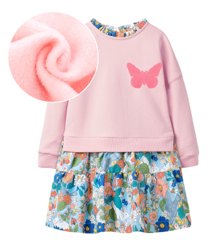 Little maven children&#039;s fall and winter models Europe and the United States wind girls dress striped long-sleeved children&#039;s dress dresses