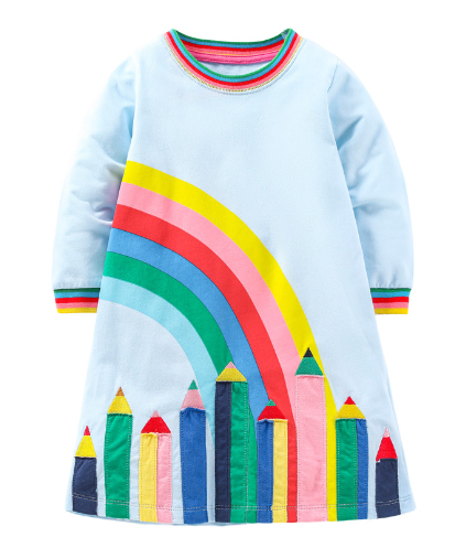 Specializing in Europe and the United States children&#039;s dresses 2022 fall new long-sleeved round neck loose long dresses