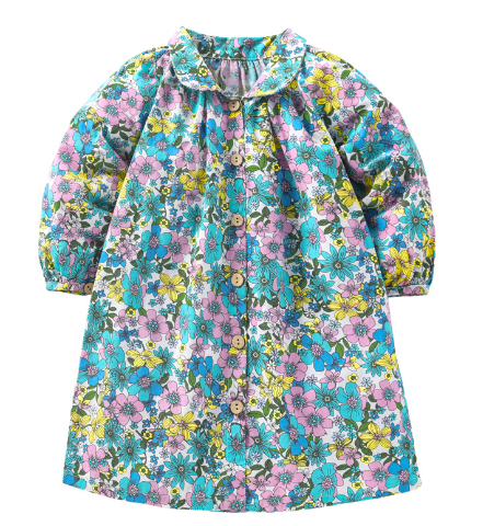 Little maven children&#039;s dresses 2022 fall new Europe and the United States children&#039;s dresses cartoon flowers girls dresses