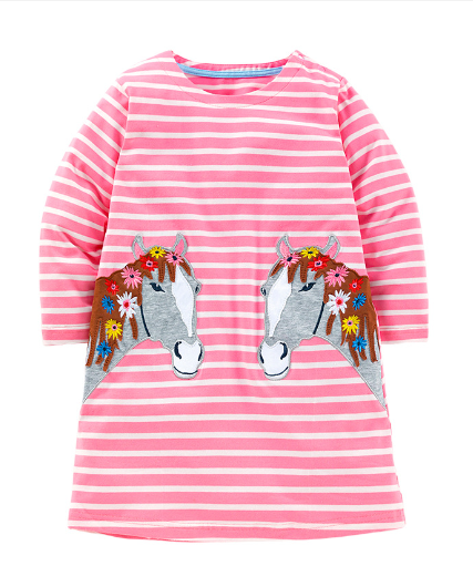 Europe and the United States children&#039;s dresses fall models children&#039;s striped embroidery princess dress cotton cute girls dresses