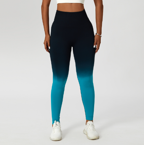 Gradual seamless European and n yoga pants women dyed peach hip lifting exercise tights high waist abs running fitness pants