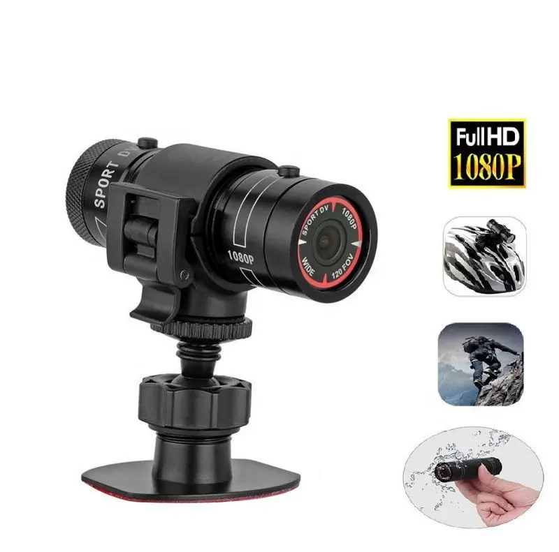 F9 waterproof sports camera 1080P flashlight camera outdoor cycling bike recorder support 128G