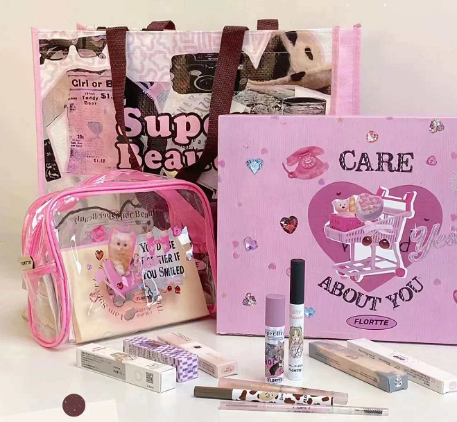 FLORTTE Eyeliner Eyebrow Pencil Eyelash Base Lip Clay Makeup Limited Edition Gift Set (contains 8 pieces of the original set + peripherals)