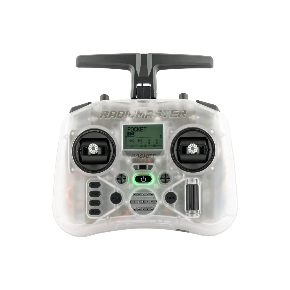 RadioMaster Pocket 2.4GHz 16CH ELRS/CC2500 Hall Gimbals EdgeTX System Radio Controller Built-in LED Lights Transmitter for FPV RC Racer Drone - Transp