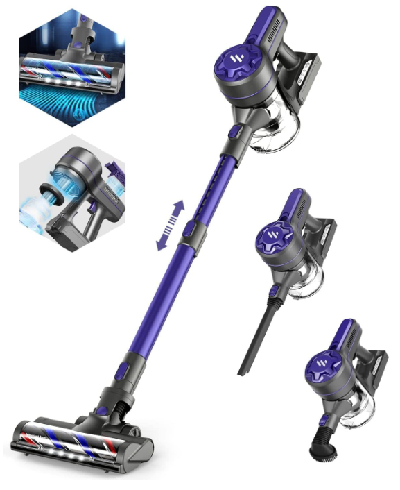 onson  cordless vacuum cleaner A10 Cordless Vacuum Cleaner, Vacuum Cleaners for Home with 2200mAh Powerful Lithium Batteries, 5 Stages High Efficiency