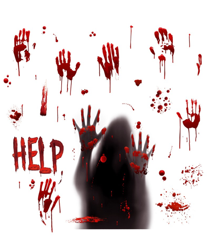 [Halloween Sale]2 Sheets Halloween Bloody Handprint Tattoo Window Stickers