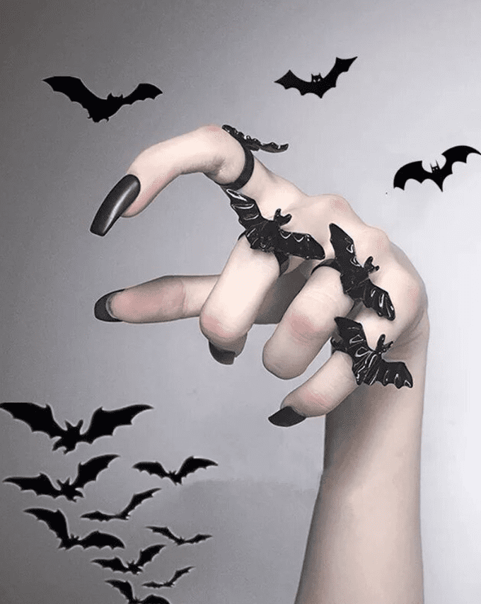 [Halloween Sale]1pc Halloween Gothic Bat Shaped Adjustable Ring