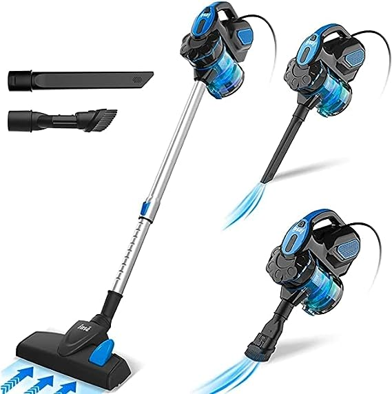 INSE Stielstaubsauger mit Kabel 18KPA stark Saugkraft, Handstaubsauger Staubsauger beutellos 600W, 3-in-1 Staubsauger mit Kabel und HEPA-Filter für La