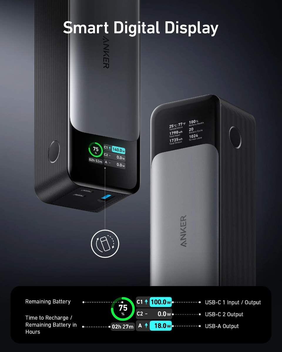 Anker 737 Power Bank (PowerCore 24K) + USB-C to Lightning Cable