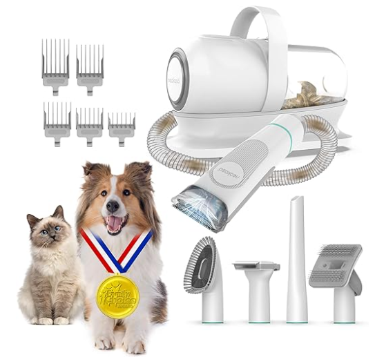 Neakasa P1 Pro Dog Clipper with Vacuum Cleaner, Quiet Clipper, Dog Cat Professional Pet Grooming Kit, Pet Hair Trimmer, Electric Dog Trimmer with 5 Pr