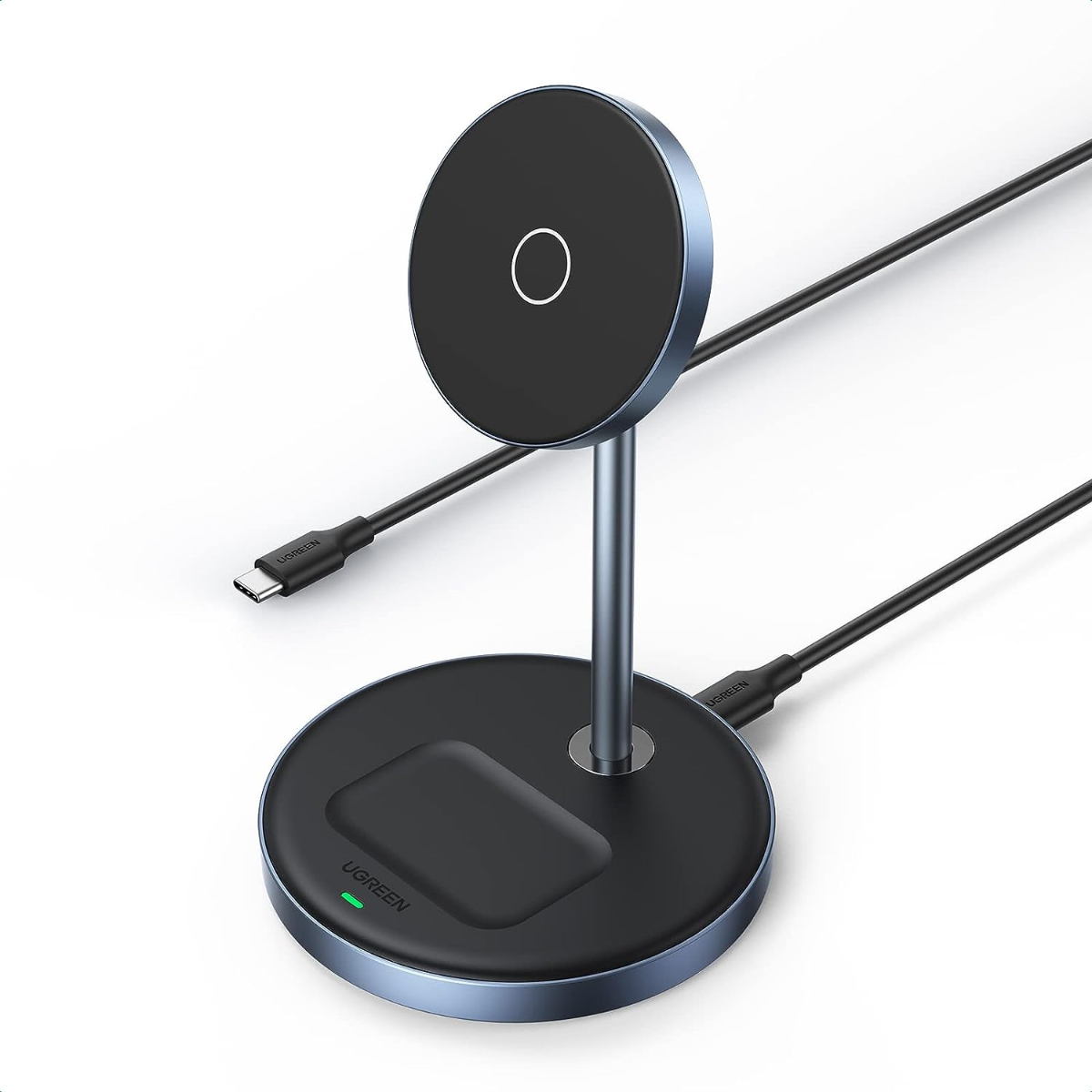 UGREEN 2-in-1 Magnetic Wireless Charging Station, Compatible with MagSafe Charging Stand, Wireless Charger with 3 FT USB-C Cable for iPhone 15/14/13/1