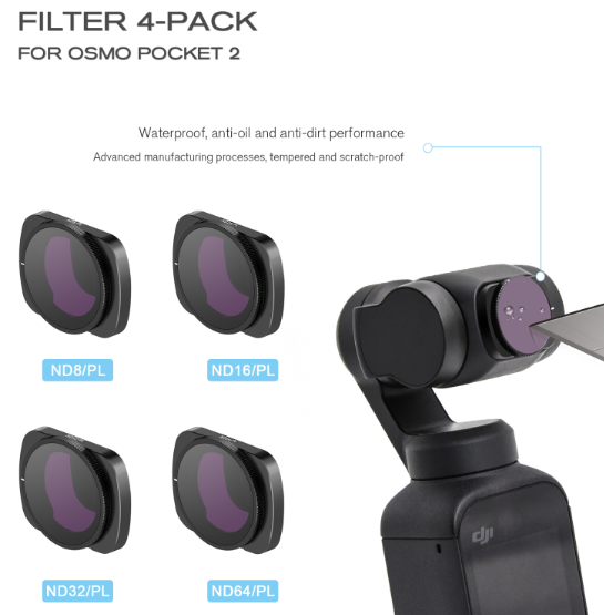 STARTRC 1108493 ND8PL+ND16PL+ND32PL+ND64PL Adjustable Filter 4-Piece Set for DJI OSMO Pocket 2