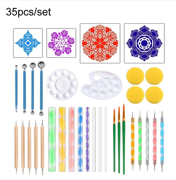 35 pieces/set Stipple Mandala Ceramic Decoration DIY Spiral Rod Tool Set