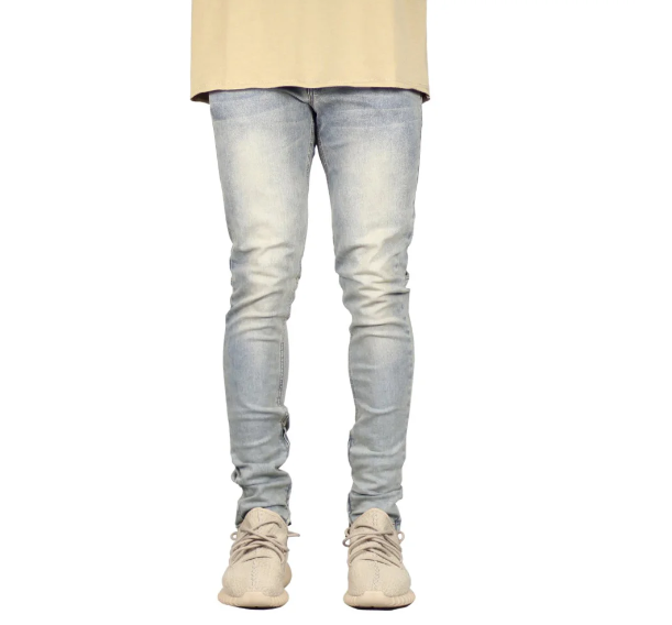 Men&#039;s distressed zipper embellished jeans