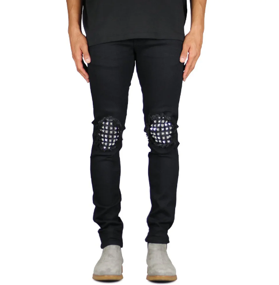 Men&#039;s ripped rivet jeans