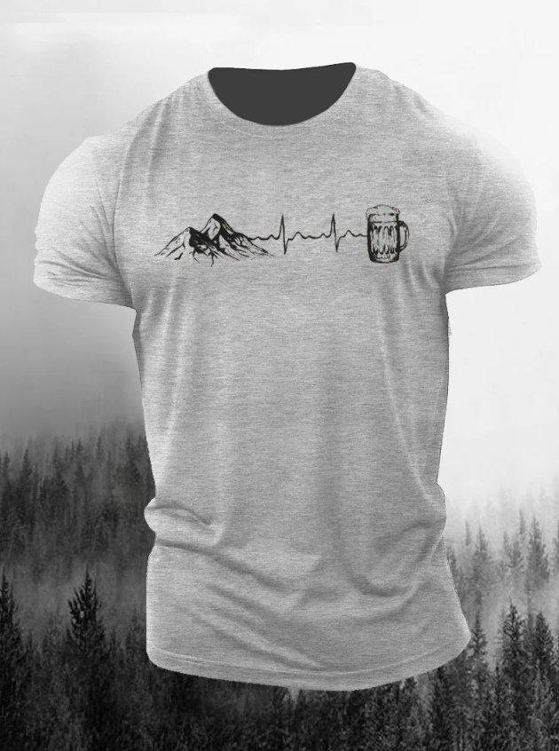 Mountain Print Cozy Casual Men&#039;s Outdoor T-Shirt