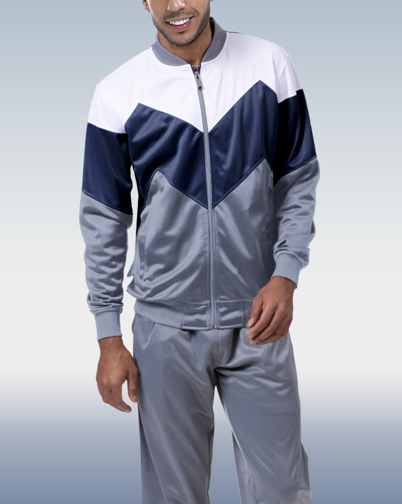 Suitmens Men&#039;s Grey Panel Jogging Tracksuit