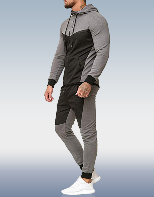 Men&#039;s Grey Leisure Sports Two-Piece Set