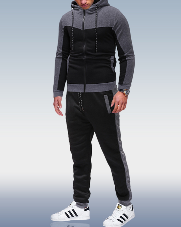 Men&#039;s Dark Grey Hoodie Casual Two Piece
