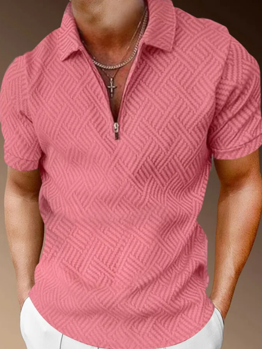 Men&#039;s Pink Print Casual POLO Shirt