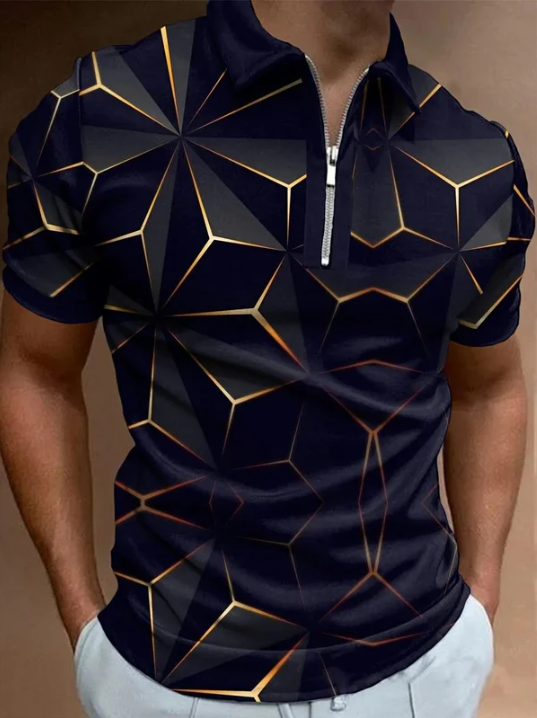 Men&#039;s Casual Geometric Print Polo Shirt