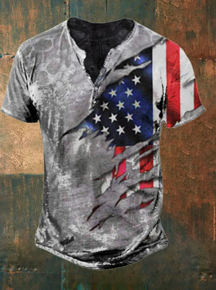 Men&#039;s Vintage Flag Print T-Shirt For Men