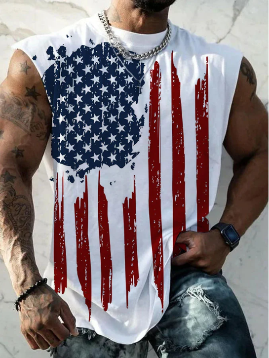 Men&#039;s Casual Printed Flag Tank Top
