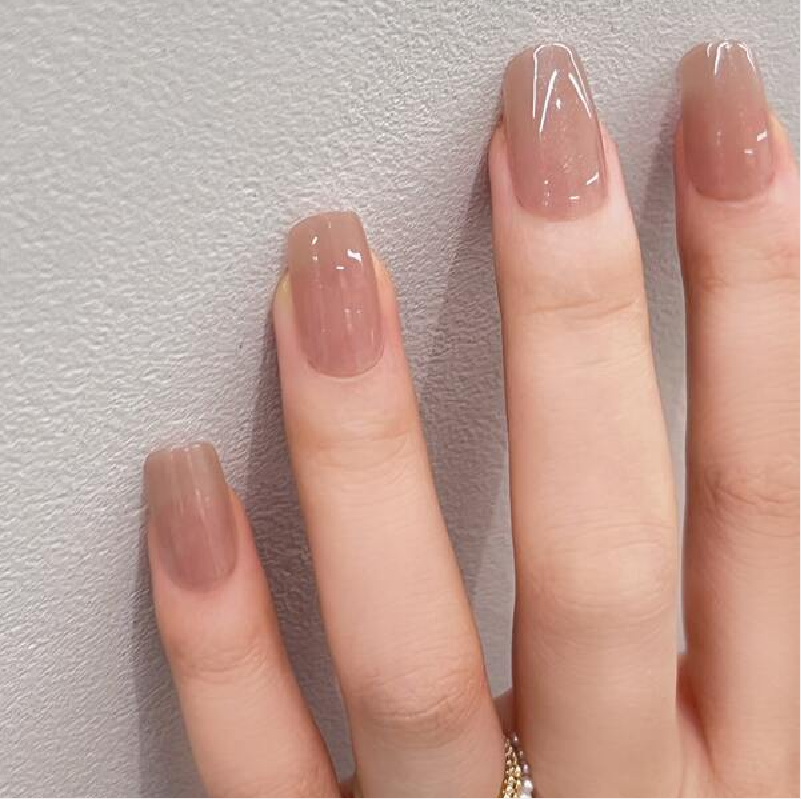 Get Glamorous with 24pcs Long Square Nude Jelly Ombre Fake Nail &amp; 1sheet Tape &amp; 1pc Nail File