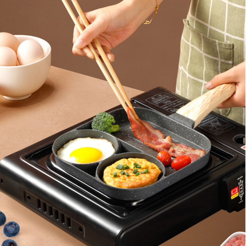 Nonstick 4 Cups Fried Egg Pan Aluminium Alloy Cooker For Breakfast Suitable For Gas Stove &amp; Induction Cook set