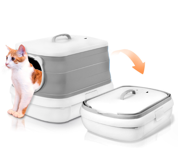 Cat litter box fully enclosed foldable smart deodorizing large cat toilet