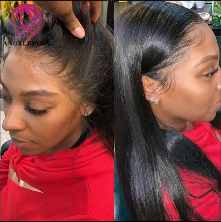 Straight Raw Brazilian Human Hair Hd Full Lace Front Wig  Natural Human Hair Extension Lace Frontal Wig
