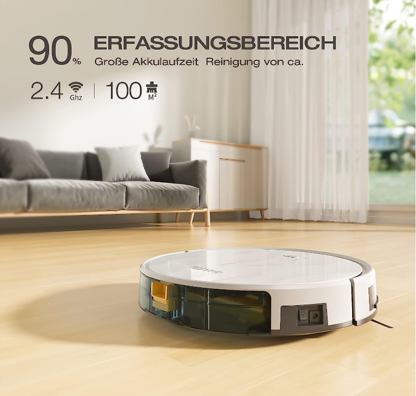 Tesvor Robot Vacuum Cleaner with Mop Function, M2 Vacuum Cleaner Robot, 6000 Pa Strong Suction Power Robot Vacuum Cleaner, Self-Charging, WiFi, 5200 m