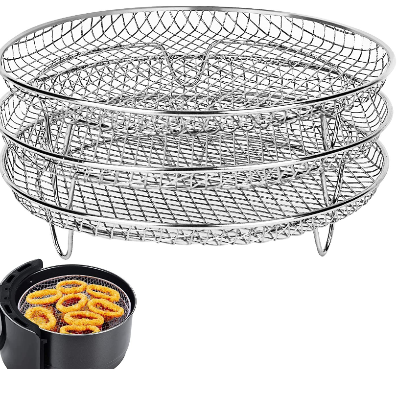 Air Fryer Accessories 8&quot; Triple Round Grill Steamer Rack